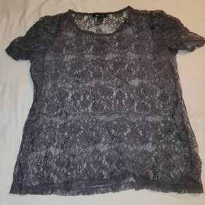 AB Studio Lace Top - Charcoal